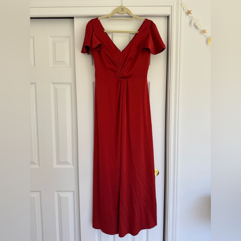 Azazie Terracotta, Satin feel Maxi Dress, bridesmaid dress
